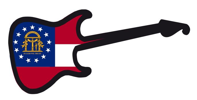 An original solid body electric guitar isolated over white with the Georgia state flag