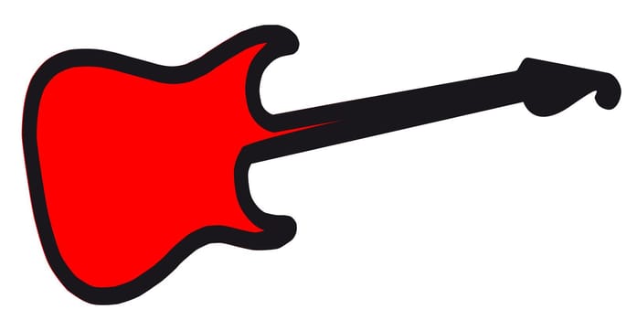 An original solid body electric guitar shape in silhouette with red inlay for copy