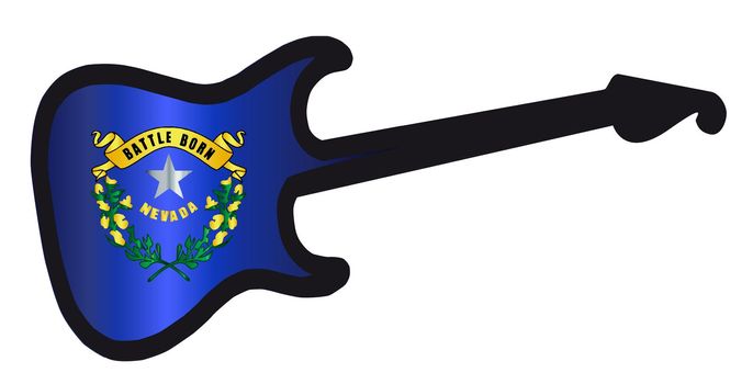 An original solid body electric guitar isolated over white with the Nevada state flag