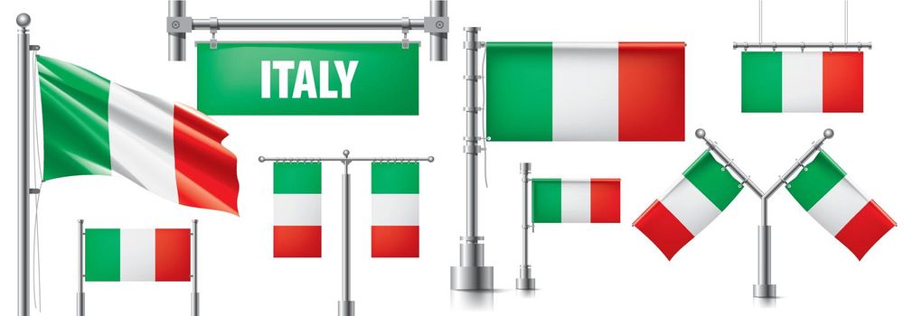 Vector set of the national flag of Italy in various creative designs.