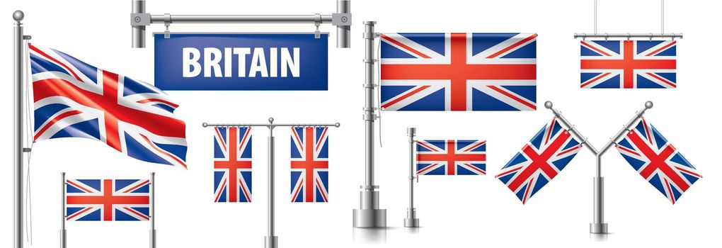 United Kingdom flag, vector illustration on a white background.