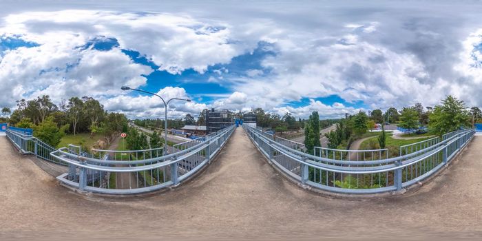 Spherical 360-degree panorama photograph of the Faulconbridge Train Station in The Blue Mountains in regional New South Wales in Australia