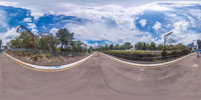 Spherical 360-degree panorama photograph of the Faulconbridge Train Station in The Blue Mountains in regional New South Wales in Australia