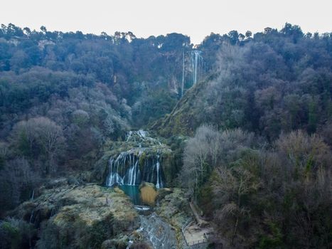 cascade of marmore in the province of terni which ends up in the black river