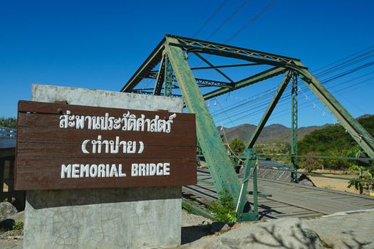 World War II Memorial Tha Pai Memorial Bridge in Pai, Mae Hong Son,Thailand. (Translation:Tha Pai Memorial Bridge)