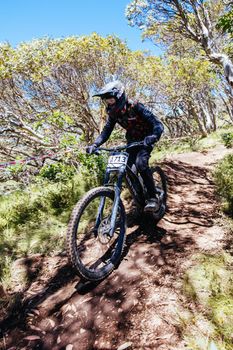 MT BULLER, AUSTRALIA - JANUARY 16, 2021: Finals for the Victorian Downhill Mountain Bike Series at Mt Buller