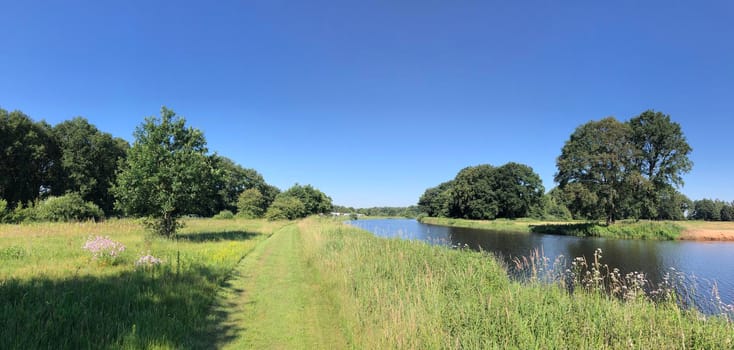 Panorama from the river Vecht around Beerze in Overijssel The Netherlands