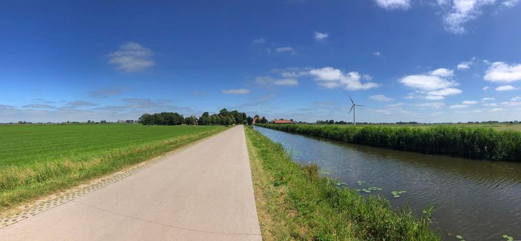 Panorama from a frisian landscape in The Netherlands