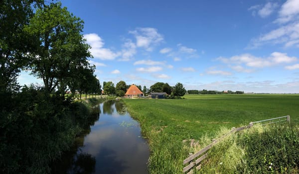 Panorama from a frisian landscape in The Netherlands