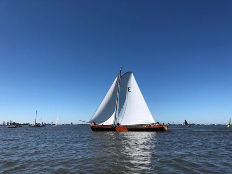 Sailing on a lake in Friesland The Netherlands