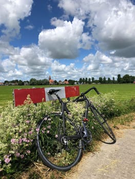 Race bicycle around Easterwierrum in Friesland The Netherlands