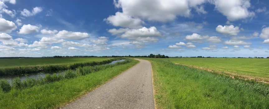 Panorama from a road towards Cornjum in Friesland The Netherlands