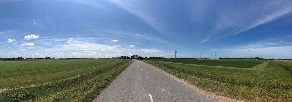 Panoramic frisian scenery in The Netherlands