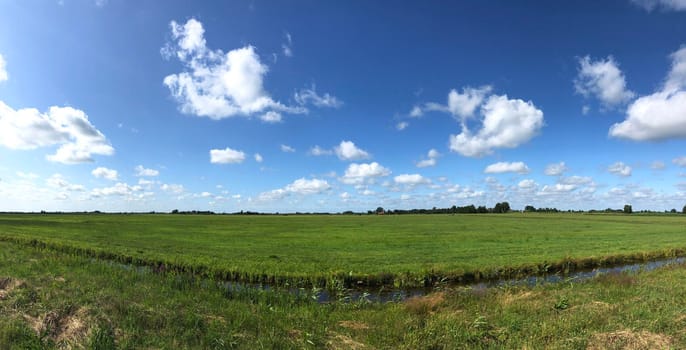 Frisian landscape panorama in The Netherlands