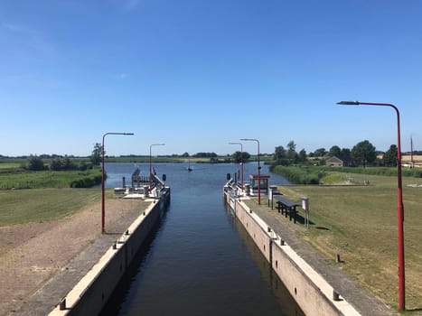 Sea lock at Dokkumer Nije Silen in Friesland The Netherlands