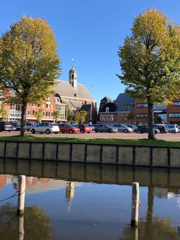 Martini church in Sneek during autumn in Friesland, The Netherlands