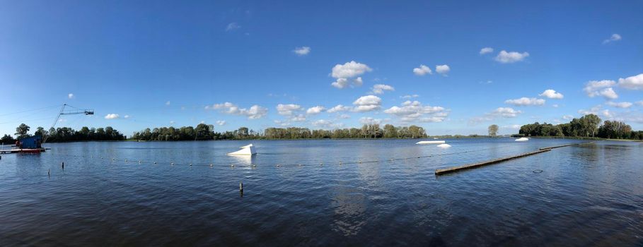 Panorama from the water ski course around Sneek, Friesland The Netherlands