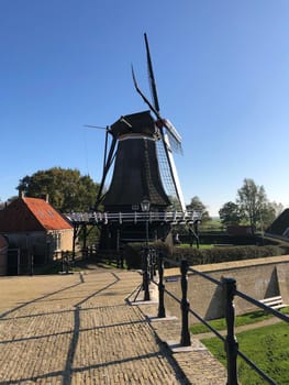 Windmill in Sloten, Friesland, The Netherlands