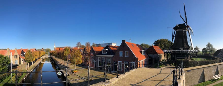 Panorama from autumn in Sloten, Friesland, The Netherlands