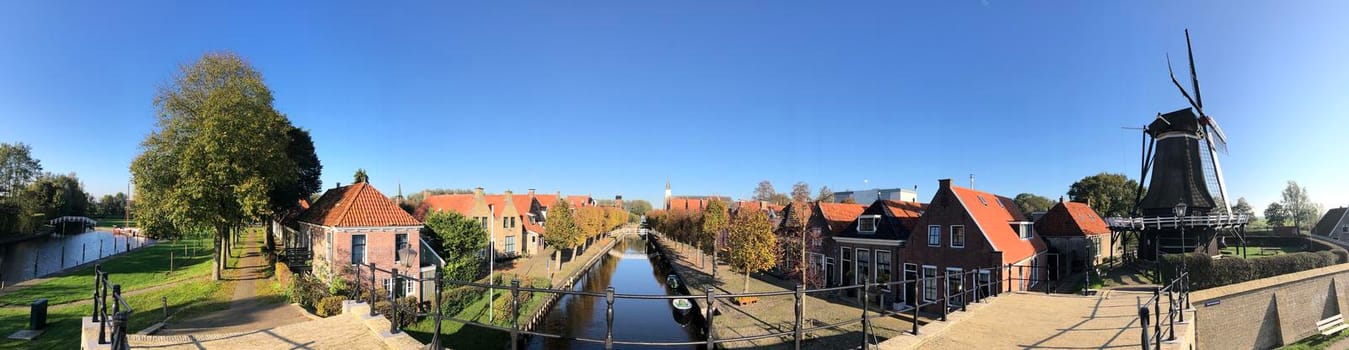 Panorama from autumn in Sloten, Friesland, The Netherlands