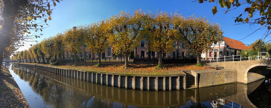 Panorama from autumn in Sloten, Friesland, The Netherlands