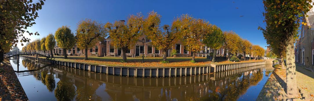 Panorama from autumn in Sloten, Friesland, The Netherlands