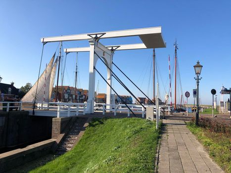 Bridge in the harbor of Stavoren, Friesland The Netherlands 
