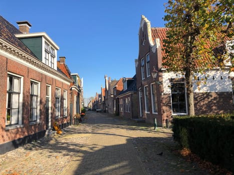 Street in Hindeloopen during autumn in Friesland, The Netherlands