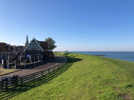 Dyke around Hindeloopen during autumn in Friesland, The Netherlands