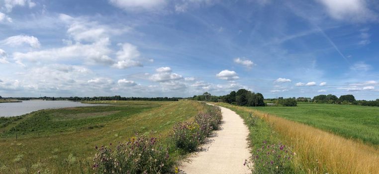 Panorama from a dike around Groessen in The Netherlands