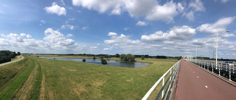 Panorama from a bridge over the IJssel from Westervoort to Arnhem in The Netherlands