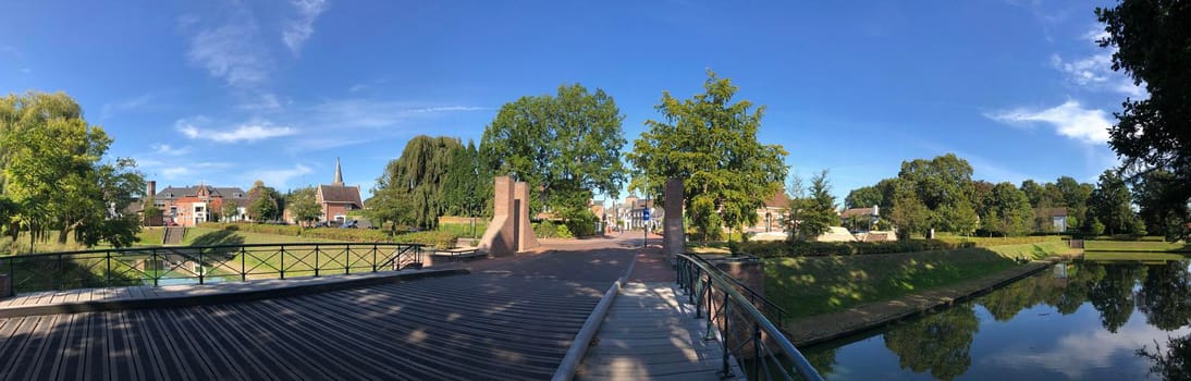 Panorama from the bridge over the canal around Groenlo, The Netherlands