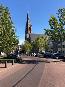 Street towards the Sint Bonifatius church in Lichtenvoorde, The Netherlands