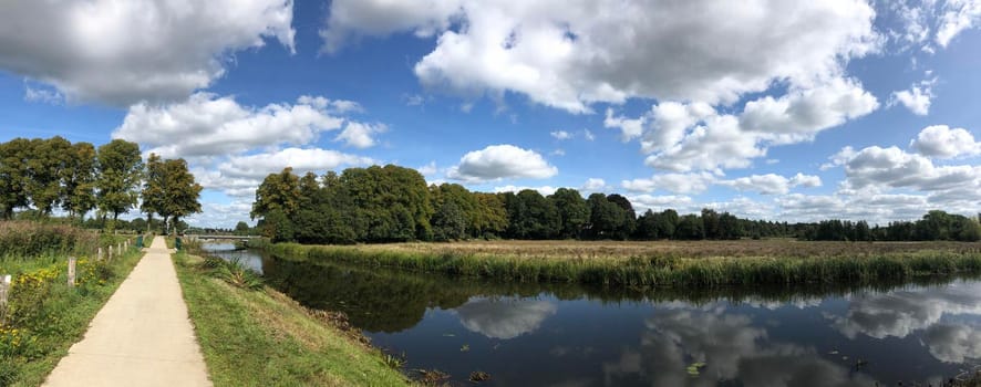 Panorama from the old ijssel river in Gelderland, The Netherlands