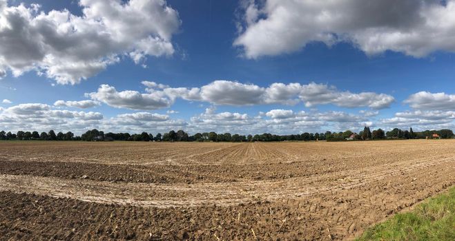 Panoramic scenery from farm land around Megchelen in The Netherlands