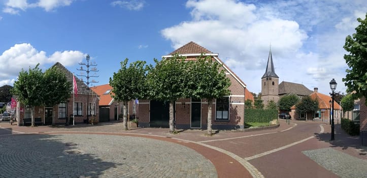 Panorama from a old town square in Gramsbergen, The Netherlands