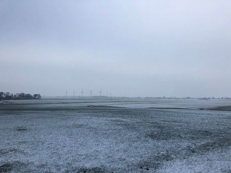 Winter landscape around Warns in Friesland The Netherlands