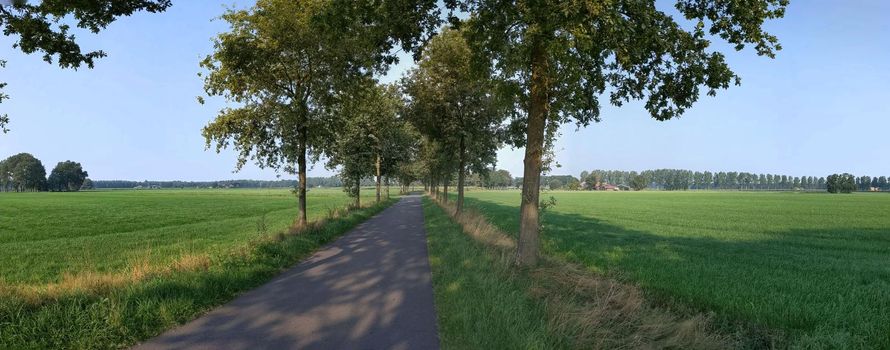 Panorama from a road around Linde in The Netherlands