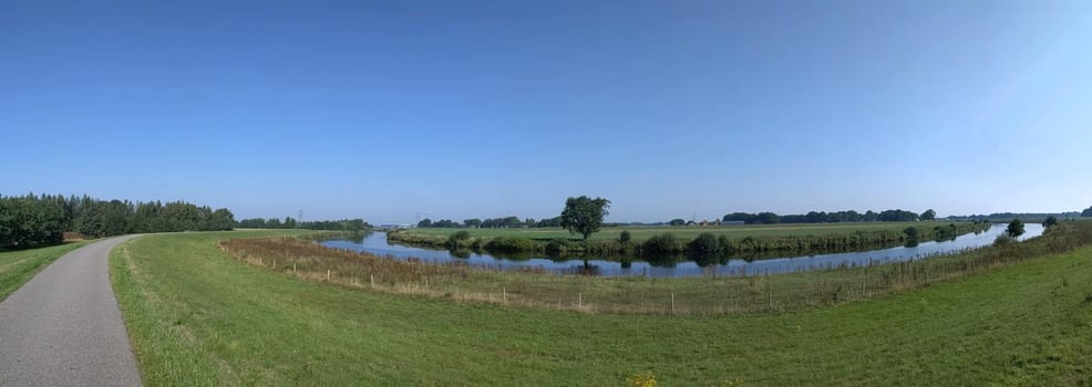 The Vechte river panorama in Overijssel, The Netherlands