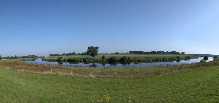 The Vechte river panorama in Overijssel, The Netherlands