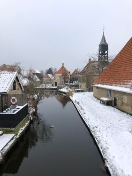 Hindeloopen during winter in Friesland The Netherlands