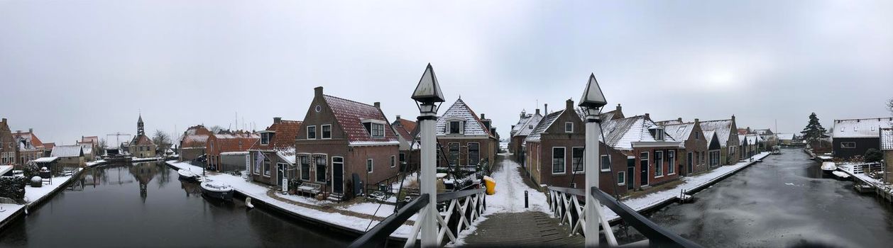 Panorama from Hindeloopen during winter in Friesland The Netherlands