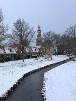 Hindeloopen during winter in Friesland The Netherlands