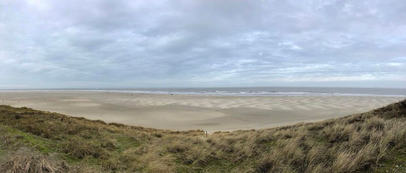 Panorama from beach and the north sea at Texel island in The Netherlands