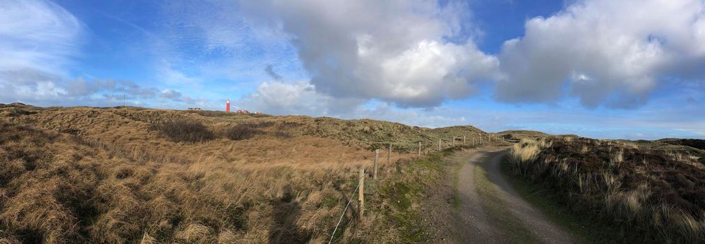 Panorama from Texel scenery with the lighthouse in The Netherlands