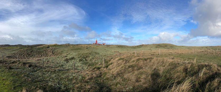 Panorama from Texel scenery with the lighthouse in The Netherlands