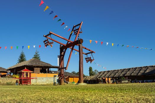 Maehongson, Thailand - December 13, 2020: Santichon Village a small Chinese Yunnan the famous travel destinations in Pai, Maehongson.