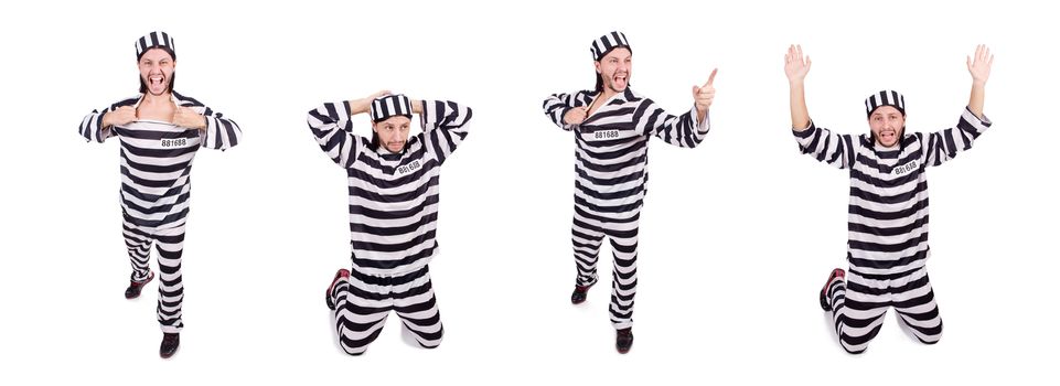 Prison inmate isolated on the white background