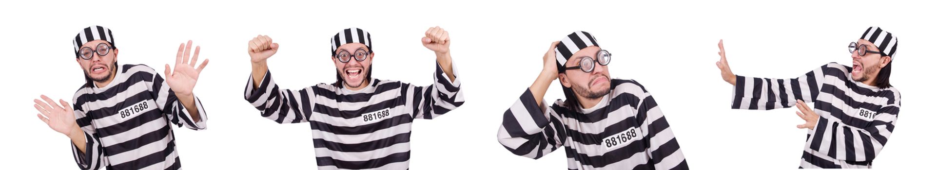 Prison inmate isolated on the white background