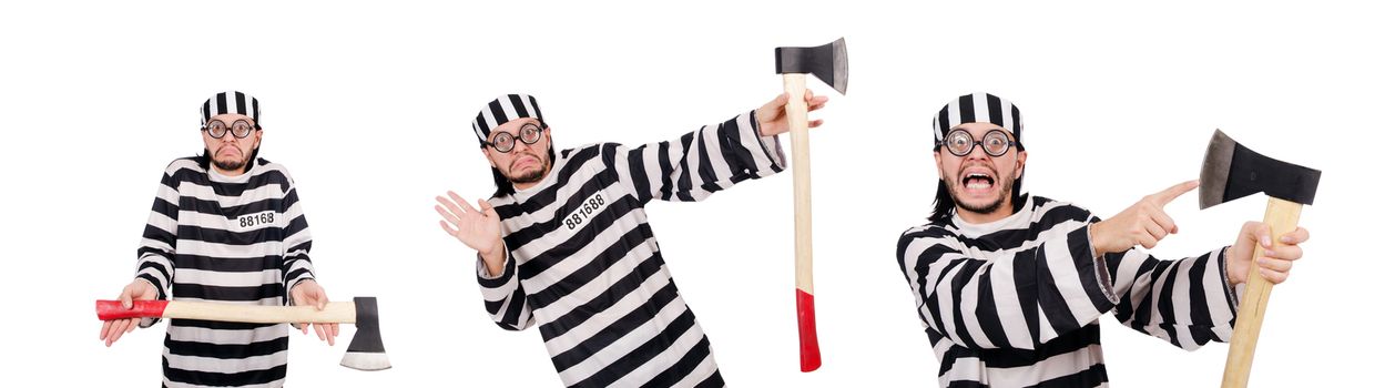 Prison inmate isolated on the white background